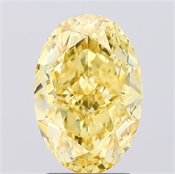 Picture of Lab Created Diamond 2.61 Carats, Oval with  Cut, Fancy Vivid Yellow Color, VVS2 Clarity and Certified by IGI