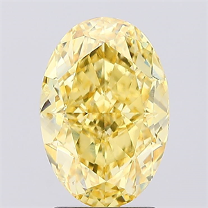 Picture of Lab Created Diamond 2.61 Carats, Oval with  Cut, Fancy Vivid Yellow Color, VVS2 Clarity and Certified by IGI