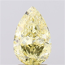 Picture of Lab Created Diamond 2.25 Carats, Pear with  Cut, Fancy Intense Yellow Color, VS1 Clarity and Certified by IGI
