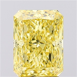 Picture of Lab Created Diamond 2.90 Carats, Radiant with  Cut, Fancy Vivid Yellow Color, VS1 Clarity and Certified by IGI