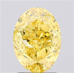 Picture of Lab Created Diamond 2.06 Carats, Oval with  Cut, Fancy Vivid Yellow Color, VS1 Clarity and Certified by IGI