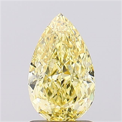 Picture of Lab Created Diamond 1.55 Carats, Pear with  Cut, Fancy Vivid Yellow Color, VS1 Clarity and Certified by IGI