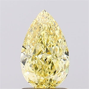 Picture of Lab Created Diamond 1.55 Carats, Pear with  Cut, Fancy Vivid Yellow Color, VS1 Clarity and Certified by IGI