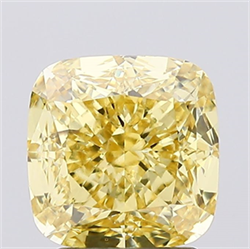 Picture of Lab Created Diamond 2.58 Carats, SQUARE CUSHION with  Cut, Fancy Vivid Yellow Color, VS2 Clarity and Certified by IGI
