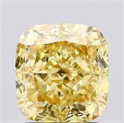 Picture of Lab Created Diamond 2.09 Carats, Cushion with  Cut, Fancy Vivid Yellow Color, VS2 Clarity and Certified by IGI