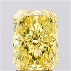 Picture of Lab Created Diamond 2.09 Carats, Radiant with  Cut, Fancy Vivid Yellow Color, VS2 Clarity and Certified by IGI