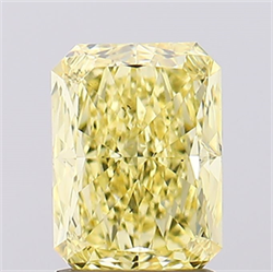 Picture of Lab Created Diamond 1.89 Carats, Radiant with  Cut, Fancy Vivid Yellow Color, VS1 Clarity and Certified by IGI