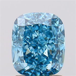 Picture of Lab Created Diamond 1.51 Carats, Cushion with  Cut, Fancy Vivid Blue Color, VS2 Clarity and Certified by IGI
