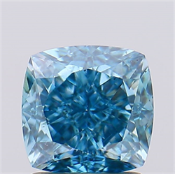 Picture of Lab Created Diamond 1.83 Carats, SQUARE CUSHION with  Cut, Fancy Vivid Blue Color, VS2 Clarity and Certified by IGI