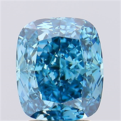 Picture of Lab Created Diamond 3.10 Carats, Cushion with  Cut, Fancy Vivid Blue Color, VS1 Clarity and Certified by IGI