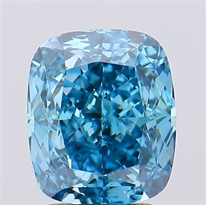 Picture of Lab Created Diamond 3.10 Carats, Cushion with  Cut, Fancy Vivid Blue Color, VS1 Clarity and Certified by IGI