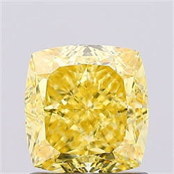 Picture of Lab Created Diamond 1.23 Carats, SQUARE CUSHION with  Cut, Fancy Vivid Yellow Color, VS1 Clarity and Certified by IGI