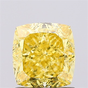 Picture of Lab Created Diamond 1.23 Carats, SQUARE CUSHION with  Cut, Fancy Vivid Yellow Color, VS1 Clarity and Certified by IGI