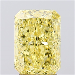 Picture of Lab Created Diamond 2.41 Carats, Radiant with  Cut, Fancy Vivid Yellow Color, VS2 Clarity and Certified by IGI