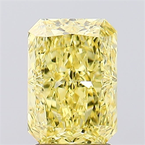 Picture of Lab Created Diamond 2.41 Carats, Radiant with  Cut, Fancy Vivid Yellow Color, VS2 Clarity and Certified by IGI