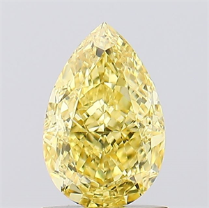 Picture of Lab Created Diamond 1.20 Carats, Pear with  Cut, Fancy Vivid Yellow Color, VVS2 Clarity and Certified by IGI
