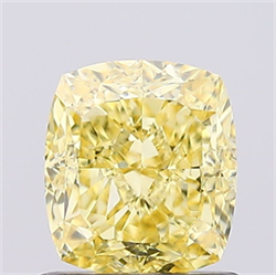 Picture of Lab Created Diamond 1.08 Carats, Cushion with  Cut, Fancy Vivid Yellow Color, VS1 Clarity and Certified by IGI