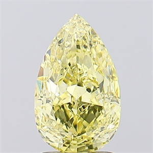 Picture of Lab Created Diamond 2.23 Carats, Pear with  Cut, Fancy Vivid Yellow Color, VS2 Clarity and Certified by IGI