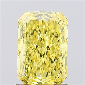 Picture of Lab Created Diamond 1.21 Carats, Radiant with  Cut, Fancy Vivid Yellow Color, VVS2 Clarity and Certified by IGI