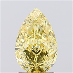 Picture of Lab Created Diamond 1.64 Carats, Pear with  Cut, Fancy Vivid Yellow Color, VVS2 Clarity and Certified by IGI