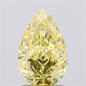 Picture of Lab Created Diamond 1.64 Carats, Pear with  Cut, Fancy Vivid Yellow Color, VVS2 Clarity and Certified by IGI