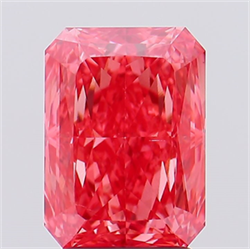 Picture of Lab Created Diamond 3.08 Carats, Radiant with  Cut, Fancy Vivid Pink Color, VS2 Clarity and Certified by IGI