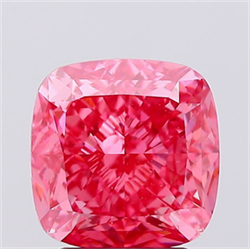 Picture of Lab Created Diamond 3.08 Carats, SQUARE CUSHION with  Cut, Fancy Vivid Pink Color, VS1 Clarity and Certified by IGI