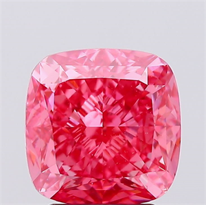 Picture of Lab Created Diamond 3.08 Carats, SQUARE CUSHION with  Cut, Fancy Vivid Pink Color, VS1 Clarity and Certified by IGI
