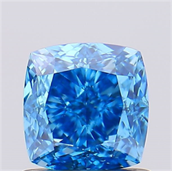 Picture of Lab Created Diamond 1.01 Carats, SQUARE CUSHION with  Cut, Fancy Vivid Blue Color, VS2 Clarity and Certified by IGI