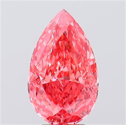 Picture of Lab Created Diamond 4.11 Carats, Pear with  Cut, Fancy Vivid Pink Color, VS2 Clarity and Certified by IGI