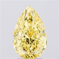 Picture of Lab Created Diamond 2.59 Carats, Pear with  Cut, Fancy Vivid Yellow Color, VS1 Clarity and Certified by IGI