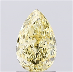 Picture of Lab Created Diamond 1.16 Carats, Pear with  Cut, Fancy Intense Yellow Color, VS2 Clarity and Certified by IGI