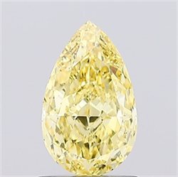 Picture of Lab Created Diamond 1.01 Carats, Pear with  Cut, Fancy Vivid Yellow Color, VS1 Clarity and Certified by IGI