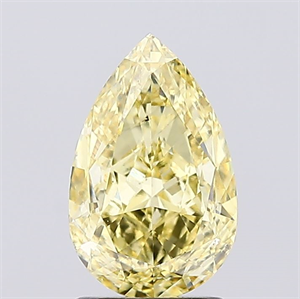 Picture of Lab Created Diamond 1.88 Carats, Pear with  Cut, Fancy Intense Yellow Color, VS1 Clarity and Certified by IGI