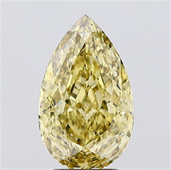 Picture of Lab Created Diamond 3.47 Carats, Pear with  Cut, Fancy Intense Greyish Yellow Color, SI1 Clarity and Certified by IGI