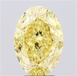 Picture of Lab Created Diamond 4.11 Carats, Oval with  Cut, Fancy Vivid Yellow Color, VS2 Clarity and Certified by IGI