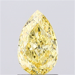 Picture of Lab Created Diamond 1.09 Carats, Pear with  Cut, Fancy Vivid Yellow Color, VS1 Clarity and Certified by IGI