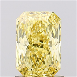 Picture of Lab Created Diamond 1.01 Carats, Radiant with  Cut, Fancy Vivid Yellow Color, VS1 Clarity and Certified by IGI