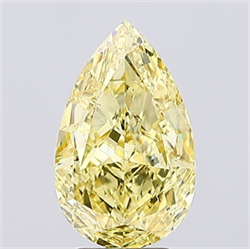 Picture of Lab Created Diamond 4.05 Carats, Pear with  Cut, Fancy Vivid Yellow Color, VS1 Clarity and Certified by IGI