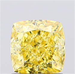 Picture of Lab Created Diamond 1.10 Carats, SQUARE CUSHION with  Cut, Fancy Vivid Yellow Color, VVS2 Clarity and Certified by IGI