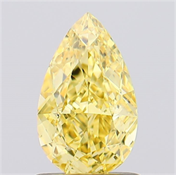 Picture of Lab Created Diamond 1.05 Carats, Pear with  Cut, Fancy Vivid Yellow Color, VVS2 Clarity and Certified by IGI