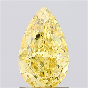 Picture of Lab Created Diamond 1.05 Carats, Pear with  Cut, Fancy Vivid Yellow Color, VVS2 Clarity and Certified by IGI