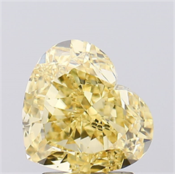 Picture of Lab Created Diamond 2.51 Carats, Heart with  Cut, Fancy Intense Yellow Color, VS2 Clarity and Certified by IGI