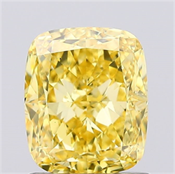Picture of Lab Created Diamond 1.20 Carats, Cushion with  Cut, Fancy Vivid Yellow Color, VS1 Clarity and Certified by IGI