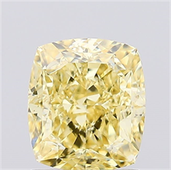 Picture of Lab Created Diamond 1.51 Carats, Cushion with  Cut, Fancy Intense Yellow Color, VS1 Clarity and Certified by IGI