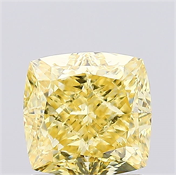 Picture of Lab Created Diamond 1.40 Carats, SQUARE CUSHION with  Cut, Fancy Intense Yellow Color, VS1 Clarity and Certified by IGI