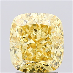 Picture of Lab Created Diamond 2.16 Carats, Cushion with  Cut, Fancy Vivid Yellow Color, VS1 Clarity and Certified by IGI