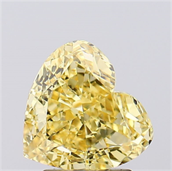Picture of Lab Created Diamond 2.08 Carats, Heart with  Cut, Fancy Vivid Yellow Color, VS2 Clarity and Certified by IGI