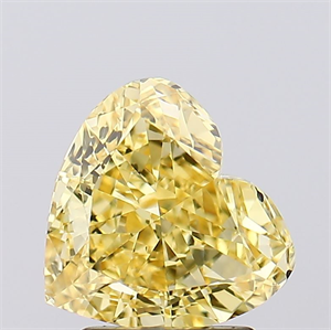 Picture of Lab Created Diamond 2.08 Carats, Heart with  Cut, Fancy Vivid Yellow Color, VS2 Clarity and Certified by IGI