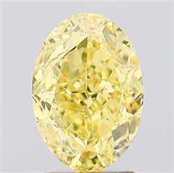 Picture of Lab Created Diamond 2.26 Carats, Oval with  Cut, Fancy Vivid Yellow Color, VS2 Clarity and Certified by IGI